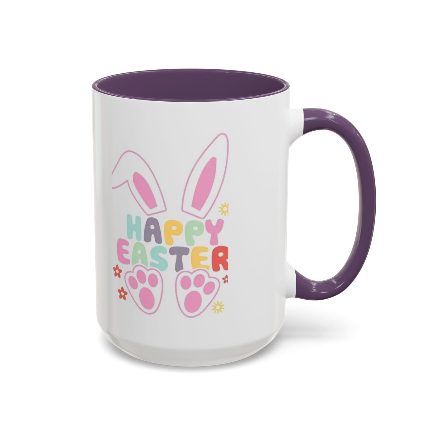 Happy Easter Bunny Accent Coffee Mug — Pink Interior 11/15oz