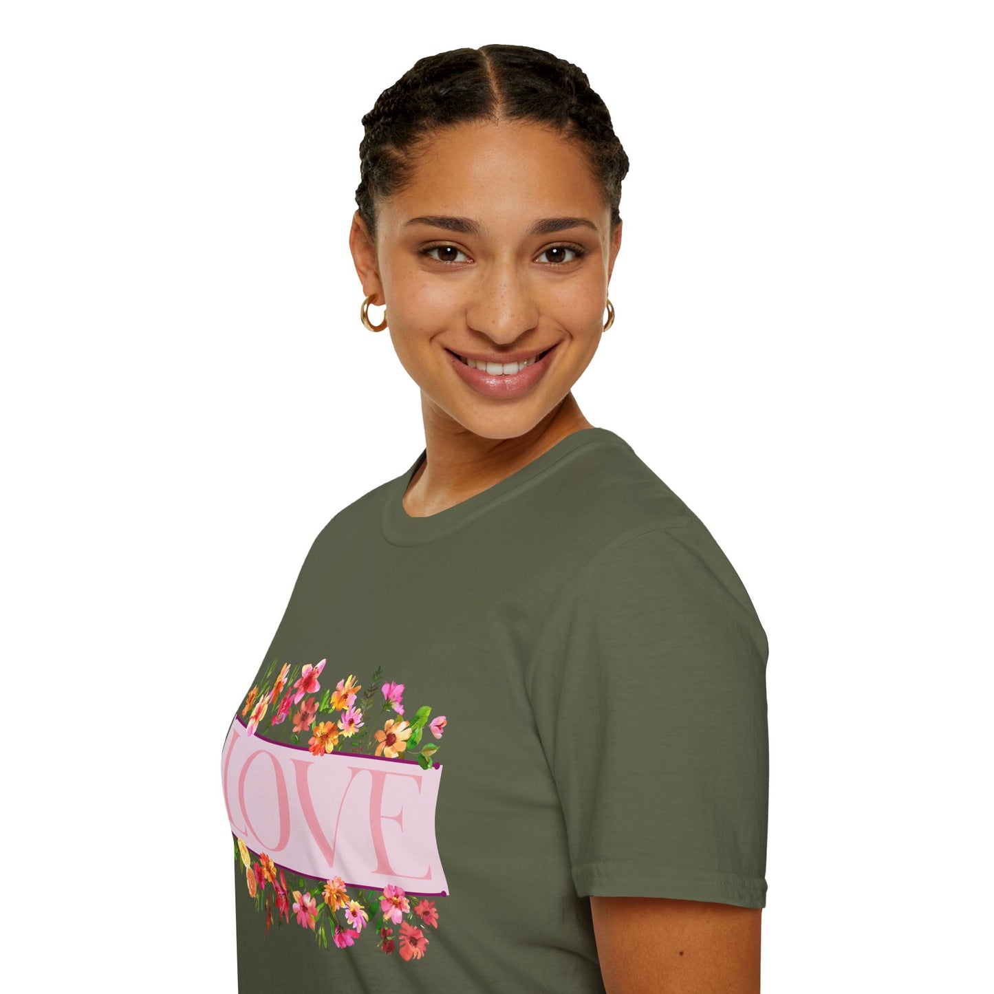 Love Floral T-Shirt — Pink "LOVE" Graphic Tee for Women & Gifts