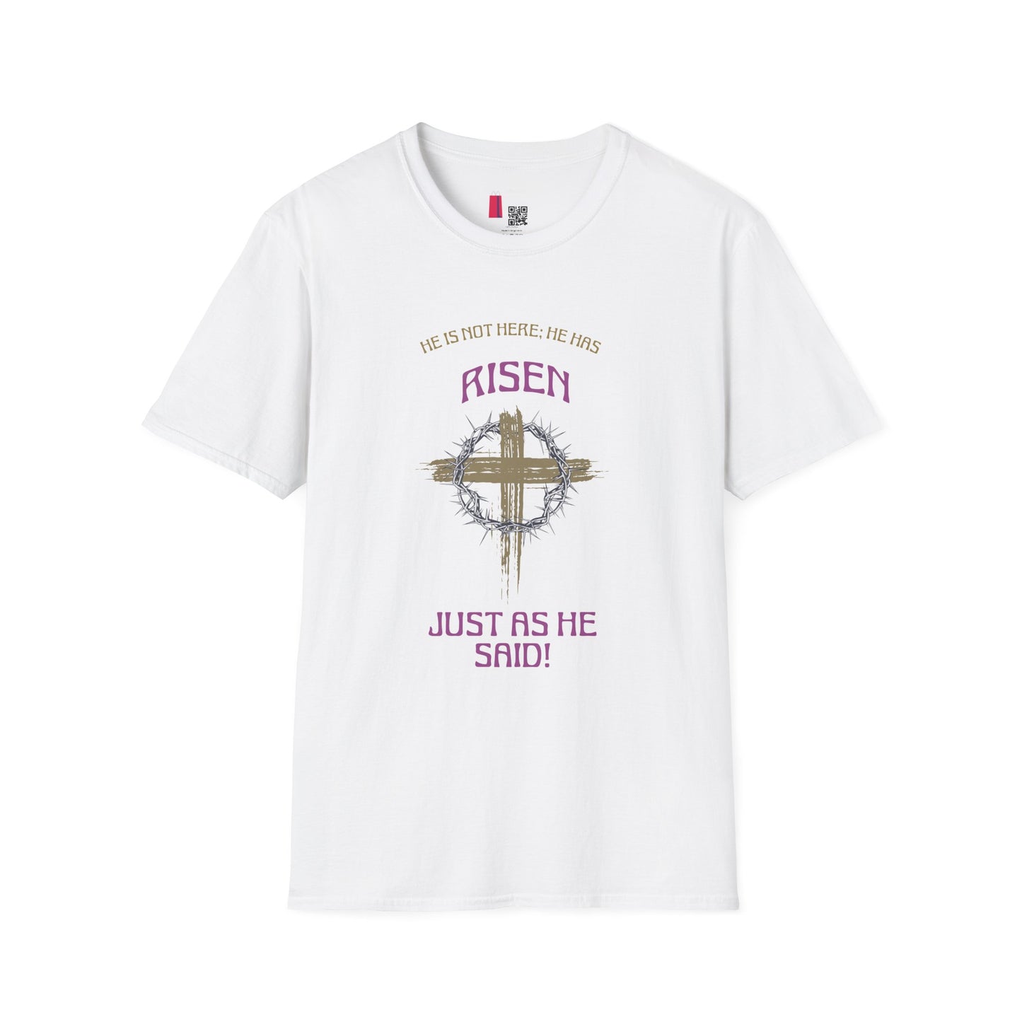 Christian Risen Cross T-Shirt — "He Is Not Here, He’s Risen" Easter Tee