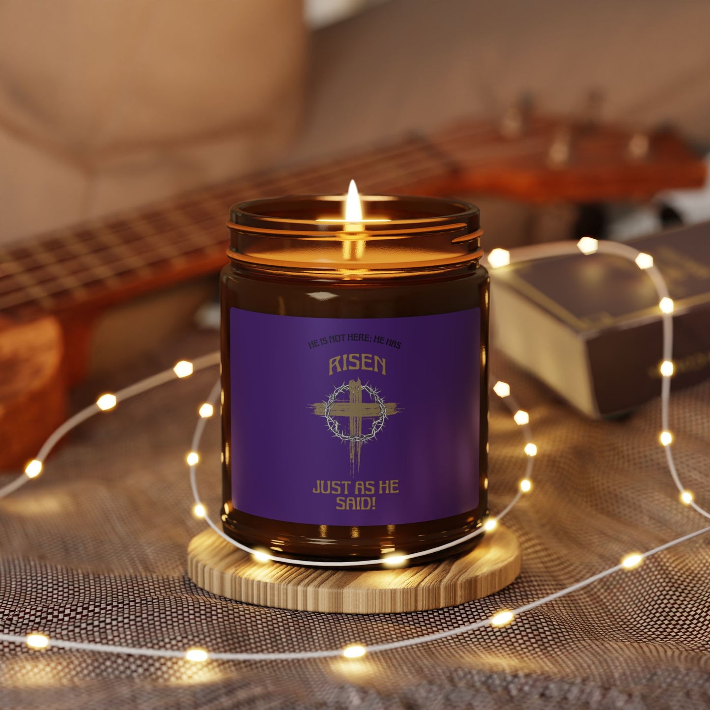 Resurrection Amber Soy Candle — “He Is Risen” Purple Label