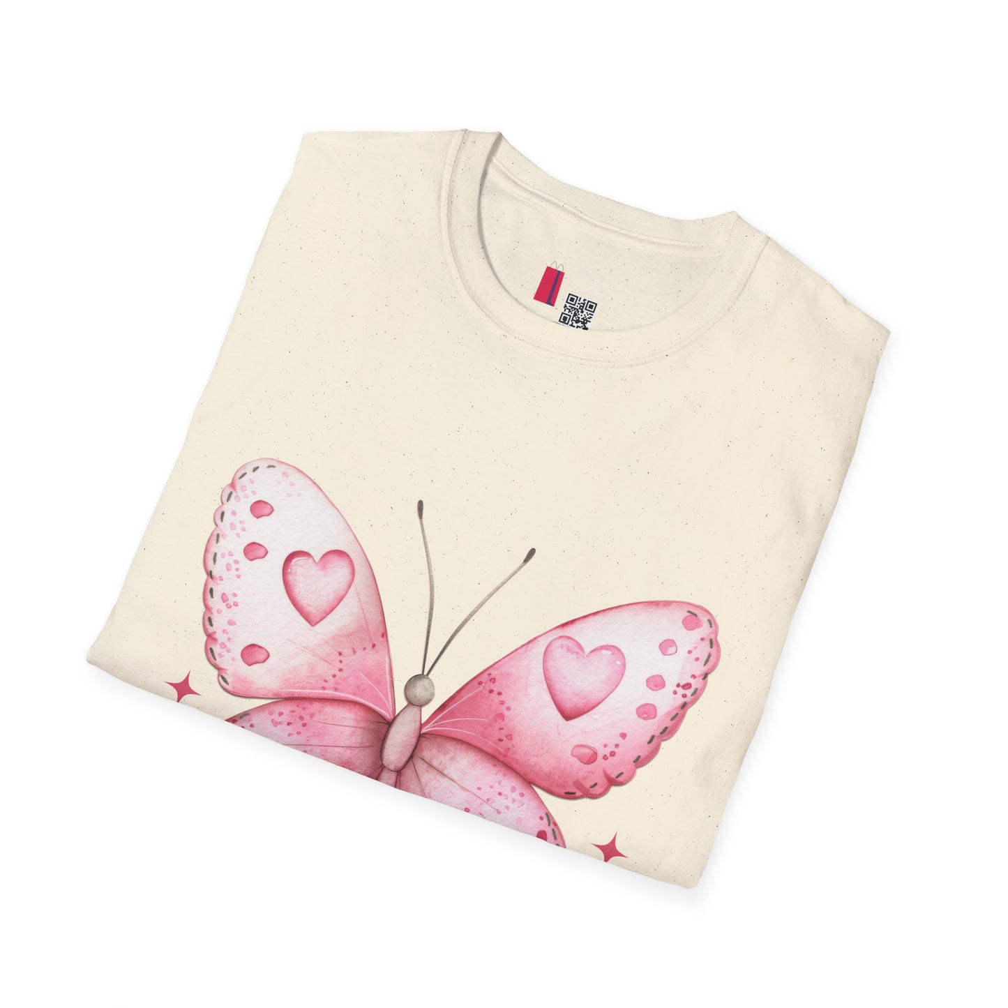 Pink Heart Butterfly T-Shirt — Cute Romantic Graphic Tee