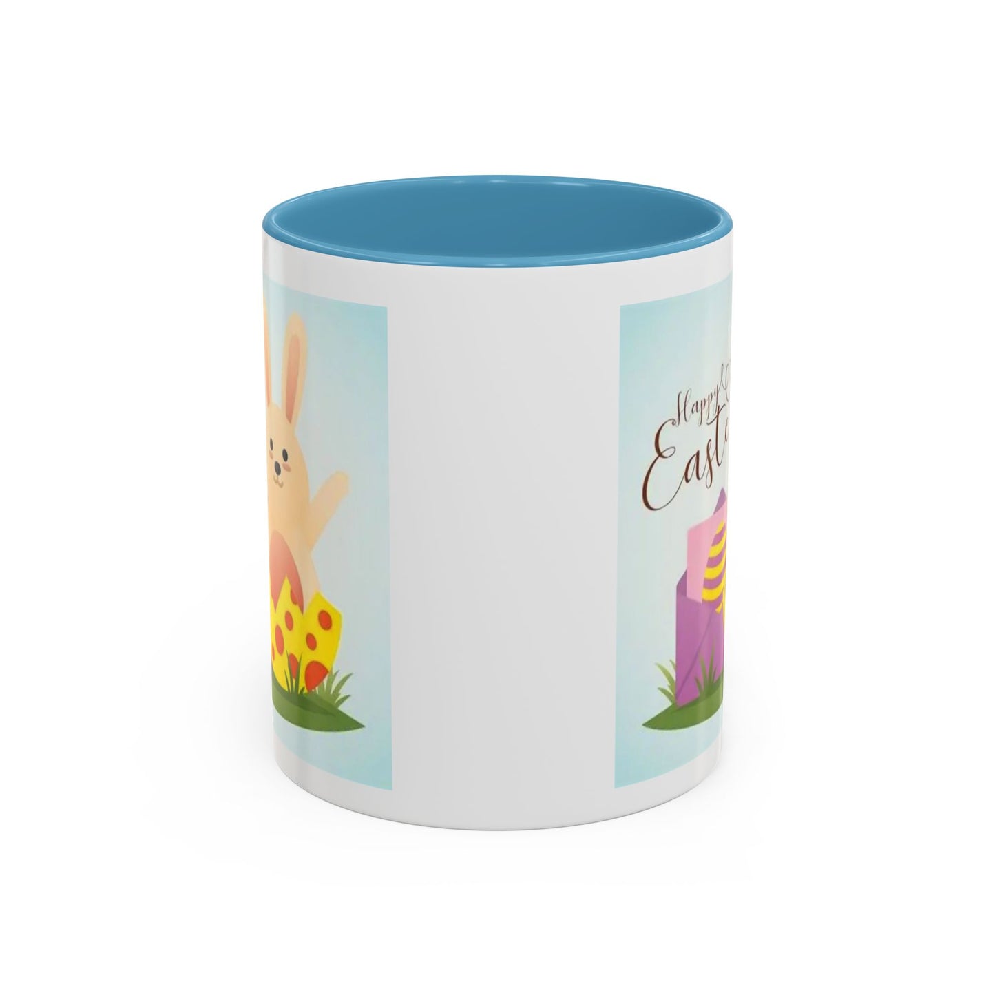 Easter Bunny Accent Coffee Mug – "Happy Easter" Spring Bunny & Egg Design (11/15oz)