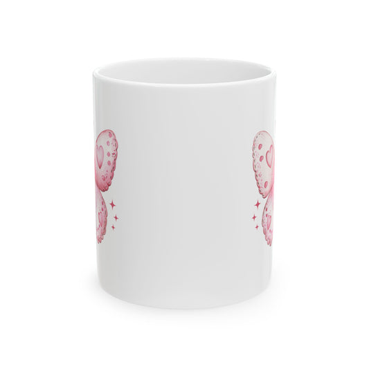 Pink Heart Balloon Ceramic Mug — Cute Valentine’s Day Coffee Cup (11oz/15oz)