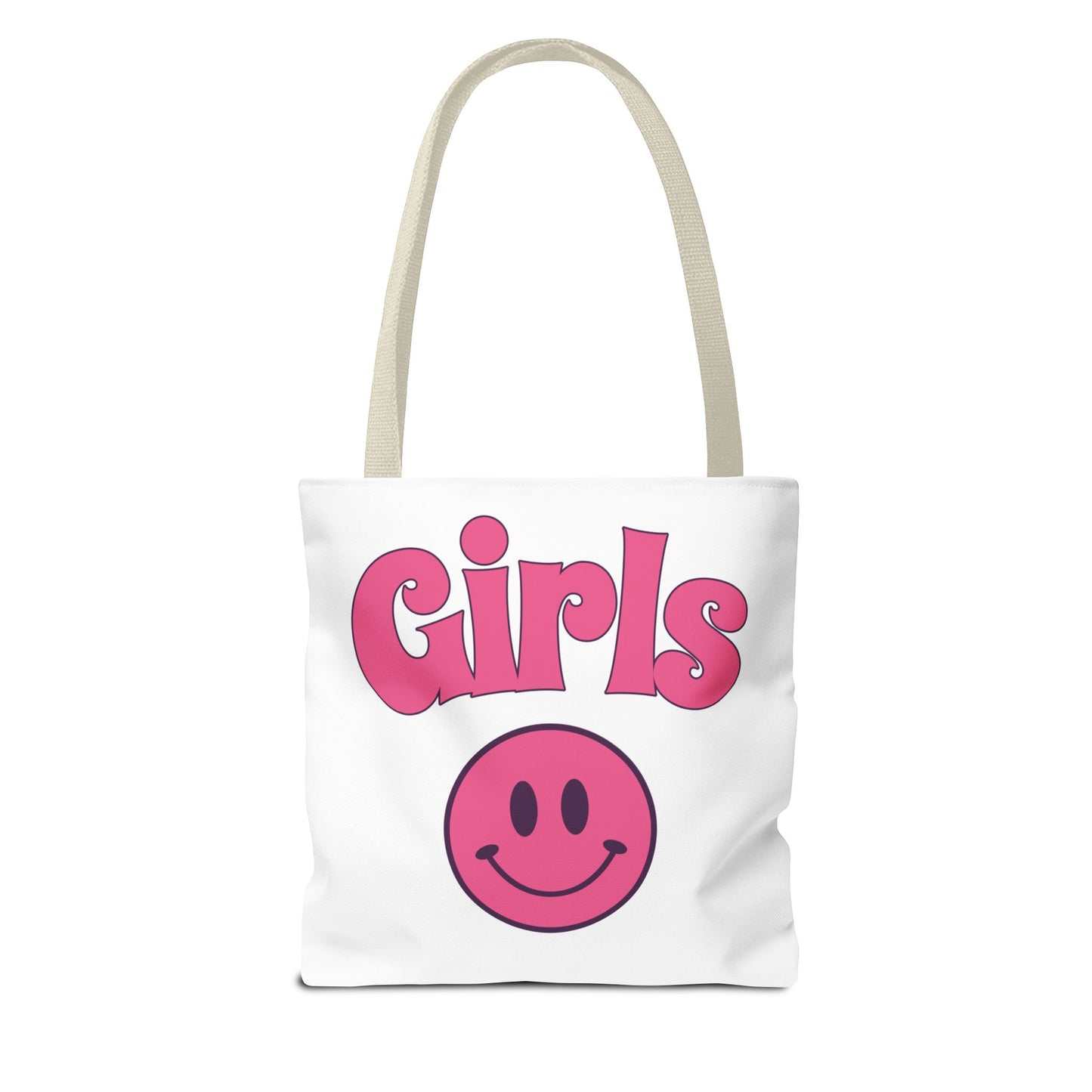 Girls Pink Smile Tote Bag — Cute Retro Smiley Shopper