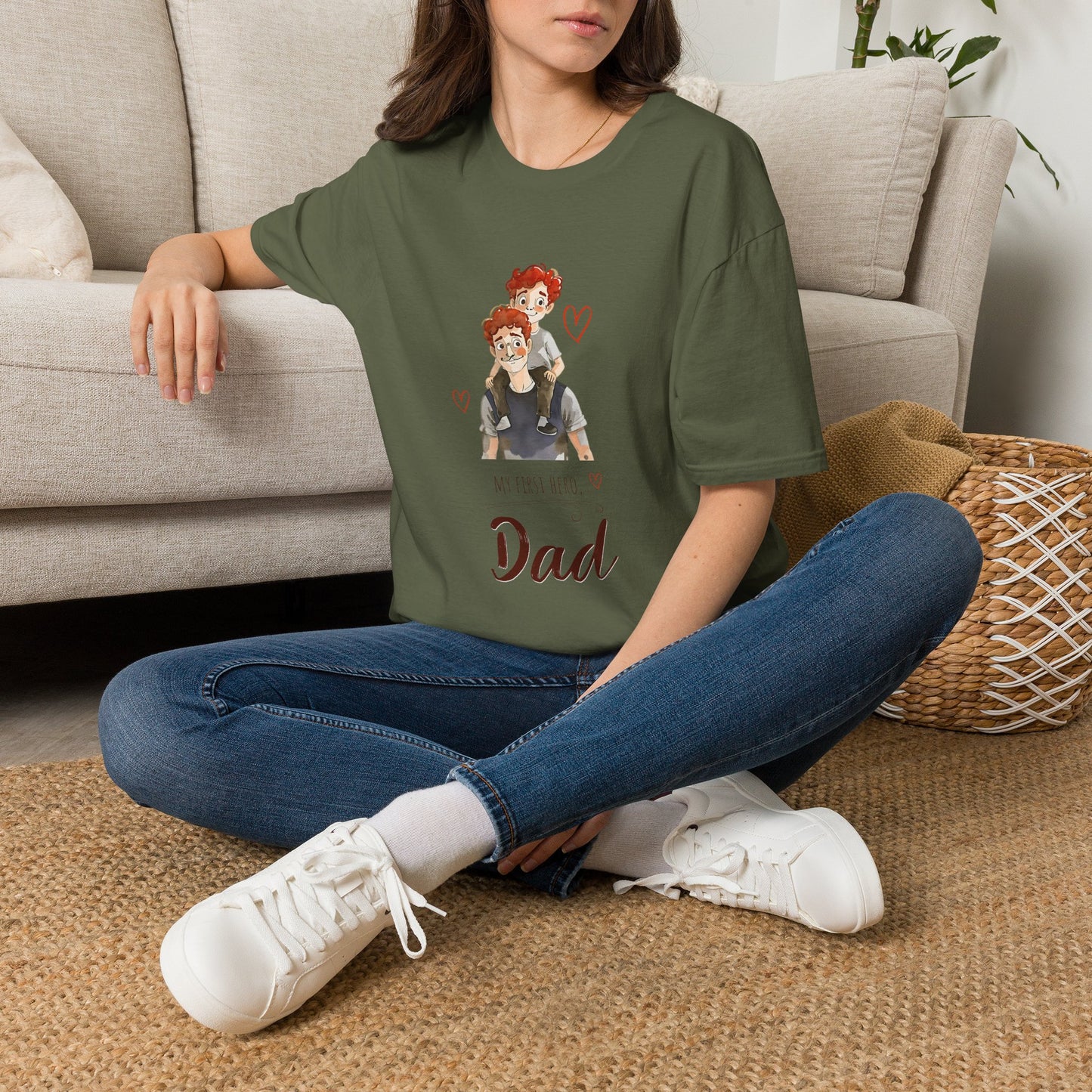 Dad and Son Cartoon Portrait T-Shirt — Cute Father’s Day Gift