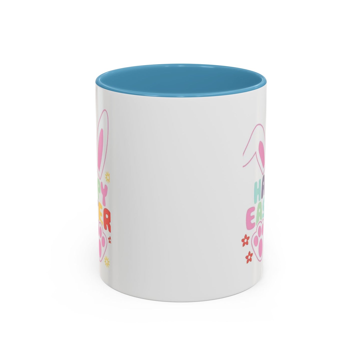 Happy Easter Bunny Accent Coffee Mug — Pink Interior 11/15oz