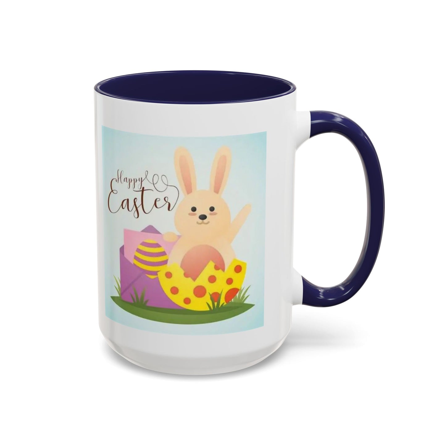 Easter Bunny Accent Coffee Mug – "Happy Easter" Spring Bunny & Egg Design (11/15oz)