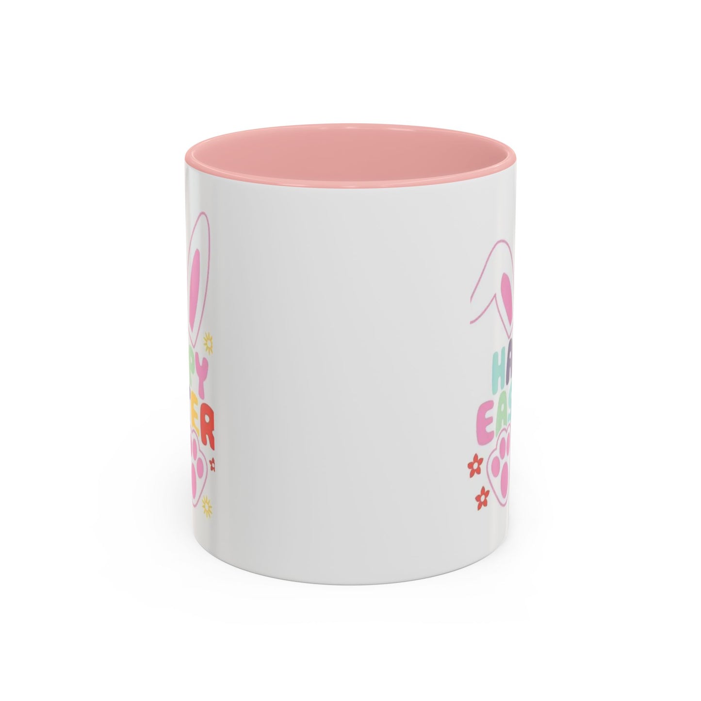 Happy Easter Bunny Accent Coffee Mug — Pink Interior 11/15oz