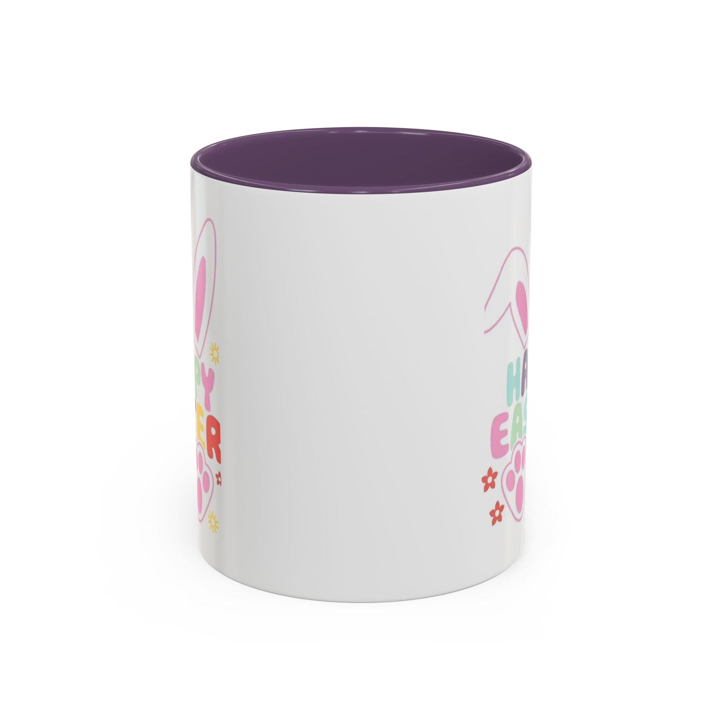 Happy Easter Bunny Accent Coffee Mug — Pink Interior 11/15oz
