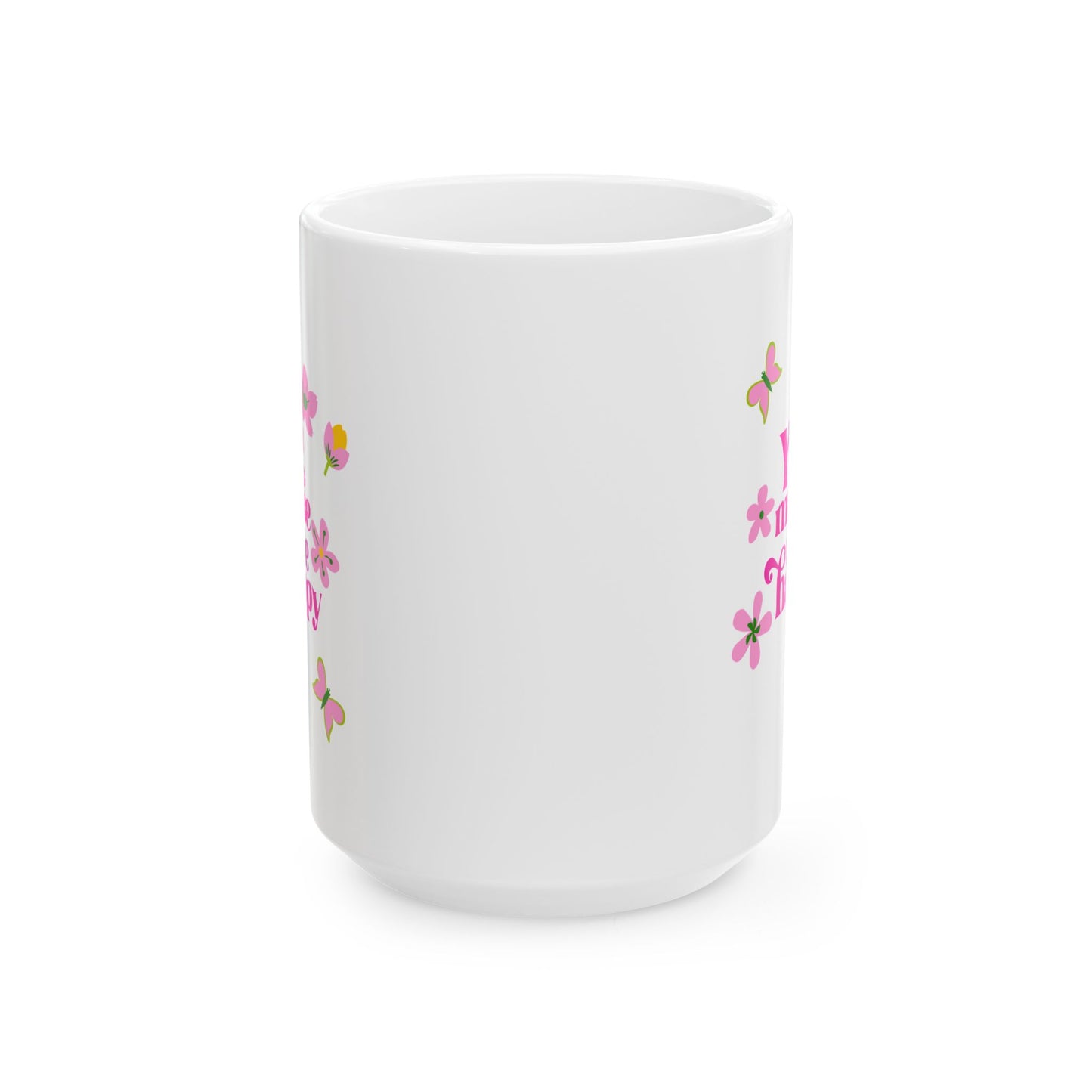 Floral Pink Cherry Blossom Ceramic Mug – Cute Spring Coffee Cup (11oz/15oz)